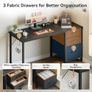 Computer Desk with Drawers, 120cm Office Desk with Storage, Black Image 5