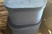 Set of 2, LARGE Size Velvet Round Flower/Gift Box Set with Lids,