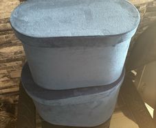 Set of 2, LARGE Size Velvet Round Flower/Gift Box Set with Lids,