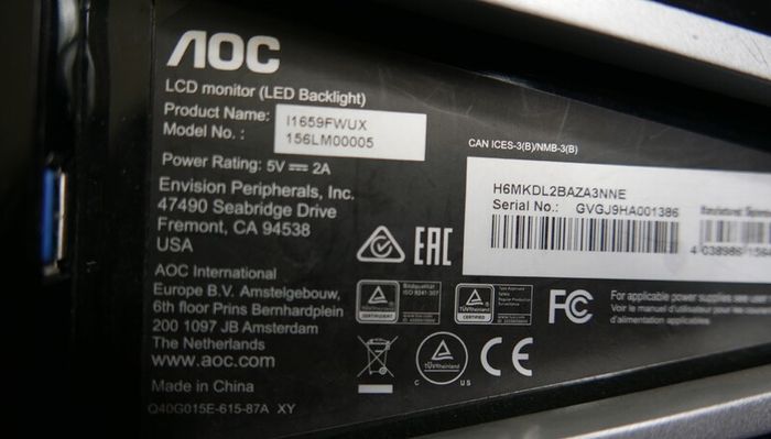 Aoc E1659fwu 16" Led Usb Portable External Laptop Monitor (works Well)
