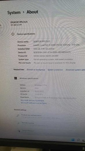 Hp 280 G2 SFF Business PC, intel Core i5-6500, 8GB RAM, 256GB SSD, Windows 11 Pro
