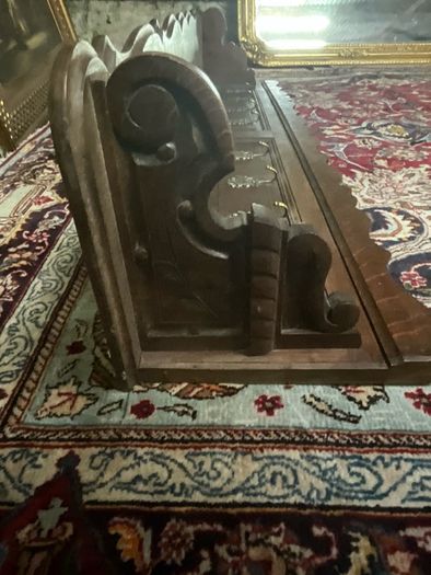 Old coat rack with brass hooks, large and heavy
