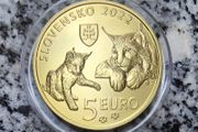 Slovakia 5 Euro Shiny Coin 2022 - Eurasian lynx - Fauna and flora in Slovakia