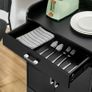 Sideboard Buffet, Storage Cabinet with Drawer, 3 Doors and Adjustable Shelf, Black Image 3