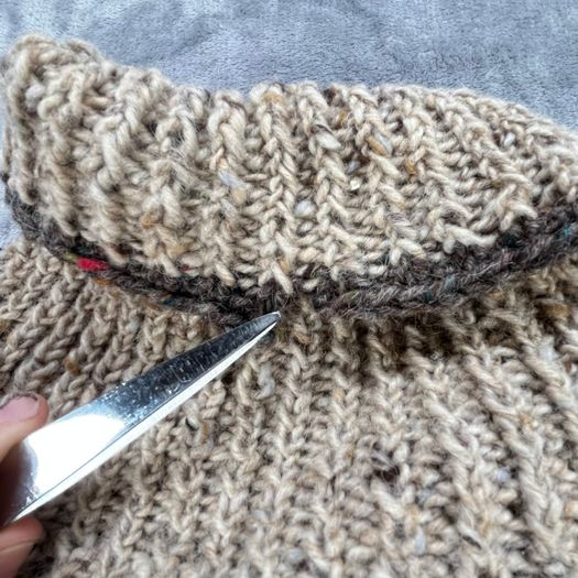 Vintage Donegal Woollen Products - 38 S - Chunky Shawl-Collar Wrap Neck Jumper