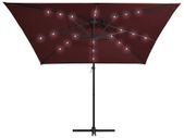 Cantilever Umbrella with LED lights Bordeaux Red 250x250 cm