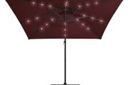 Cantilever Umbrella with LED lights Bordeaux Red 250x250 cm