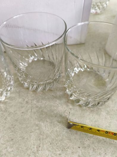 Multi-Purpose Crystal Beverage Tumbler Drinking Glass Set of 4 each 2 matching not stamped..