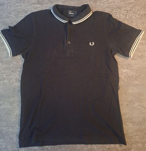 Fred Perry Bomber Collar Polo Shirt Large Navy Blue