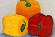 Oil painting picture of the three peppers - still life