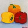Oil painting picture of the three peppers - still life Image 2