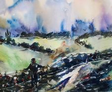 admiring the view watercolour