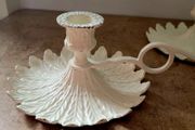 Antique pair of ornate chamberstick candleholders