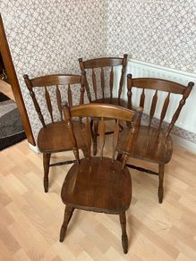 Set of 4 Vintage Wooden Farmhouse Dining Chairs
