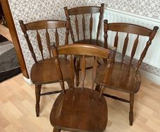 Set of 4 Vintage Wooden Farmhouse Dining Chairs