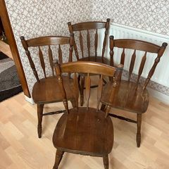 Set of 4 Vintage Wooden Farmhouse Dining Chairs