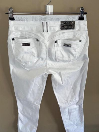 Brazilian Pit Bull White Distressed High Waist Skinny Butt Lift Jeans UK 8/10