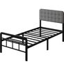3ft Single Bed Frame with Upholstered Headboard and Footboard, 36cm High Image 3