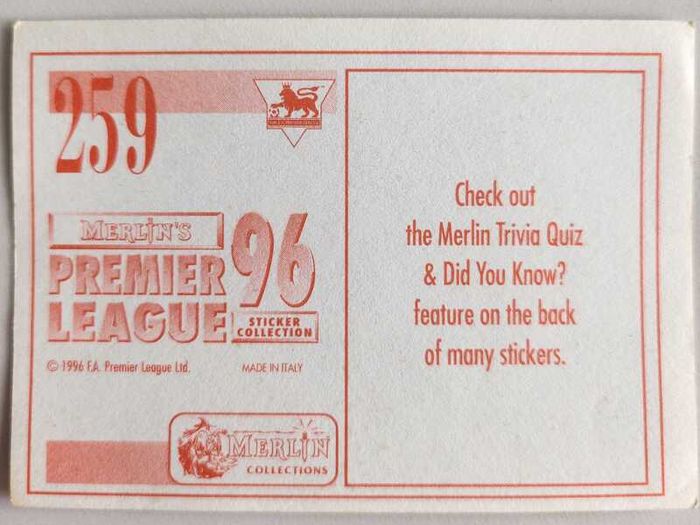 '96 Premier League - Merlin stickers