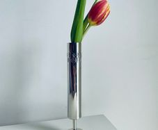 Vintage Silver Plated Bud Vase Mid Century Modern Pedestal Vase 17cm