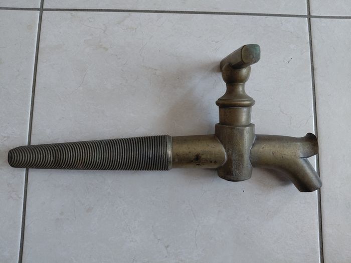 Antique French solid brass oak barrel tap or spigot