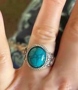 Silver Ring with Turquoise Stone - size 10