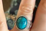 Silver Ring with Turquoise Stone - size 10