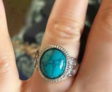Silver Ring with Turquoise Stone - size 10
