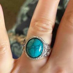 Silver Ring with Turquoise Stone - size 10