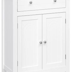_bathroom cabinet, bathroom cabinet with drawer and adjustable intermediate compartment, kitchen cabinet, storage cabinet, country house style, MDF panels, 60 x 30 x 80 cm, white