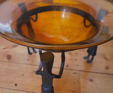 Home decor glass bowl on metal stand