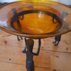 Home decor glass bowl on metal stand