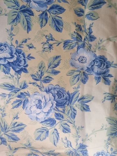 Laura Ashley Pelham Stripe Blue Roses Fabric
