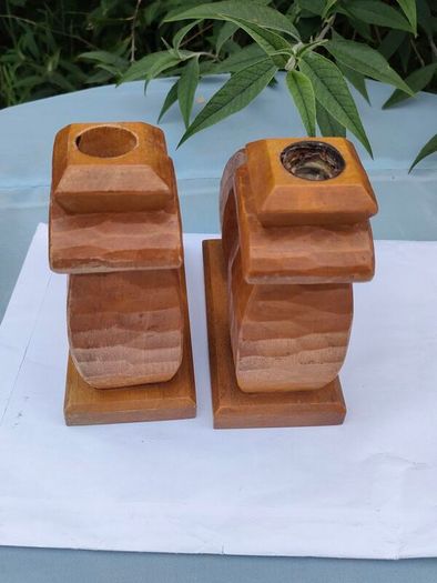Vintage Hand carved Norwegian candlesticks