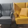 Matching Pair of Wingback Armchairs Grey  Yellow  Storage Clearance  Sold as seen Image 3