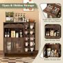Kitchen Storage Cupboard with Mug Holder Display, Kitchen Sideboard with Drawers & Double Doors, Pantry Cabinet Unit Perfect for Coffee Station, Living Room Buffet & Home Drinks Bar  Brown Image 7