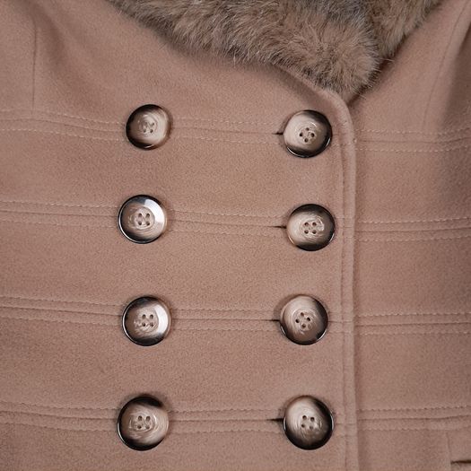 Precis Brown Tan Camel Faux Fur Collar Wool Cashmere Coat 14UK/42EU