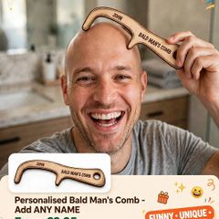 Personalised Bald Man's Comb | Funny Gift for Bald Men | Custom Name Bald Joke Gift | Secret Santa Gift for Him | Novelty Gift for Dad