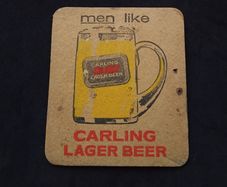 Carling Lager : Men Like Carling Lager - Vintage 1960s Beer Mat/Coaster
