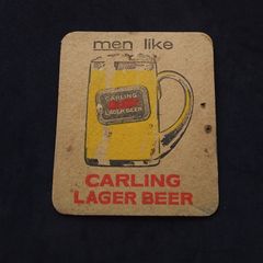 Carling Lager : Men Like Carling Lager - Vintage 1960s Beer Mat/Coaster