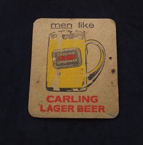 Carling Lager : Men Like Carling Lager - Vintage 1960s Beer Mat/Coaster