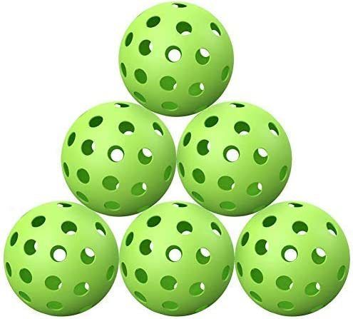 Pickleball Balls Outdoor with 40 Small Precisely Drilled Holes, Durable and Consistent Bounce Outdoor Picklebal Balls, 6-Pack