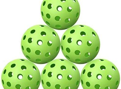 Pickleball Balls Outdoor with 40 Small Precisely Drilled Holes, Durable and Consistent Bounce Outdoor Picklebal Balls, 6-Pack