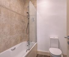 Complete Shower & Bath Screen Set - High Quality Chrome Mixer & Curved Glass Screen (76.5cm W x 149cm H)