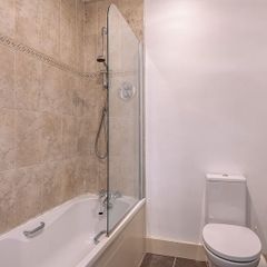 Complete Shower & Bath Screen Set - High Quality Chrome Mixer & Curved Glass Screen (76.5cm W x 149cm H)