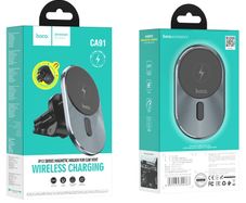 Hoco CA91 Magic Magnetic Car-Vent 15W Wireless Charger Grey