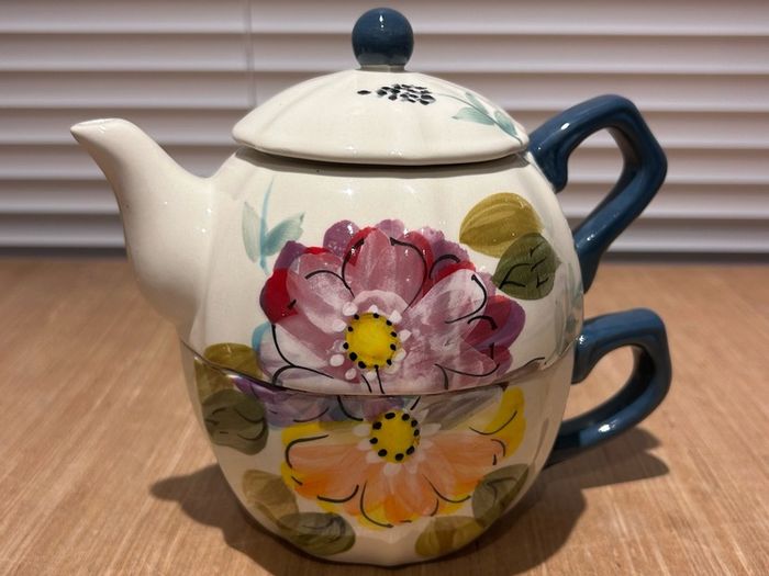 Ceramic Stacking Teapot and Mug (Tea for One) set