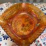 A bundle of vintage - retro pieces, Carnival Glass , Anchor Hocking Fire King, Large Ribbed Glass Butter Dish, Citrus Juicer, Three Footed Glass Sugar Bowl and Jug Image 2