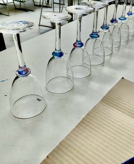 Wine Glasses  -12 Unique Hand Blown