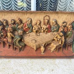 Last supper hand painted wall plaque free postage